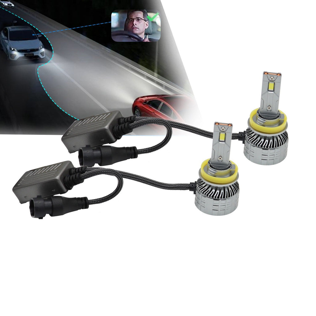 H11 LED Headlight Kit 6000K White High Low Beam Bulbs 2-Sides