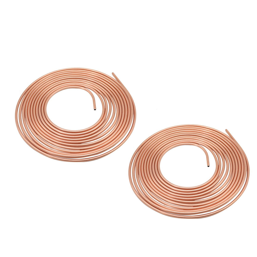 2× New Copper Brake Line Tubing Kit 1/4" OD 25ft Coil with 32 Fittings