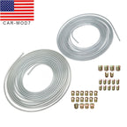 25 Ft Zinc-Coated Brake Line Tubing Kit 3/16 & 1/4 with 32 Fittings