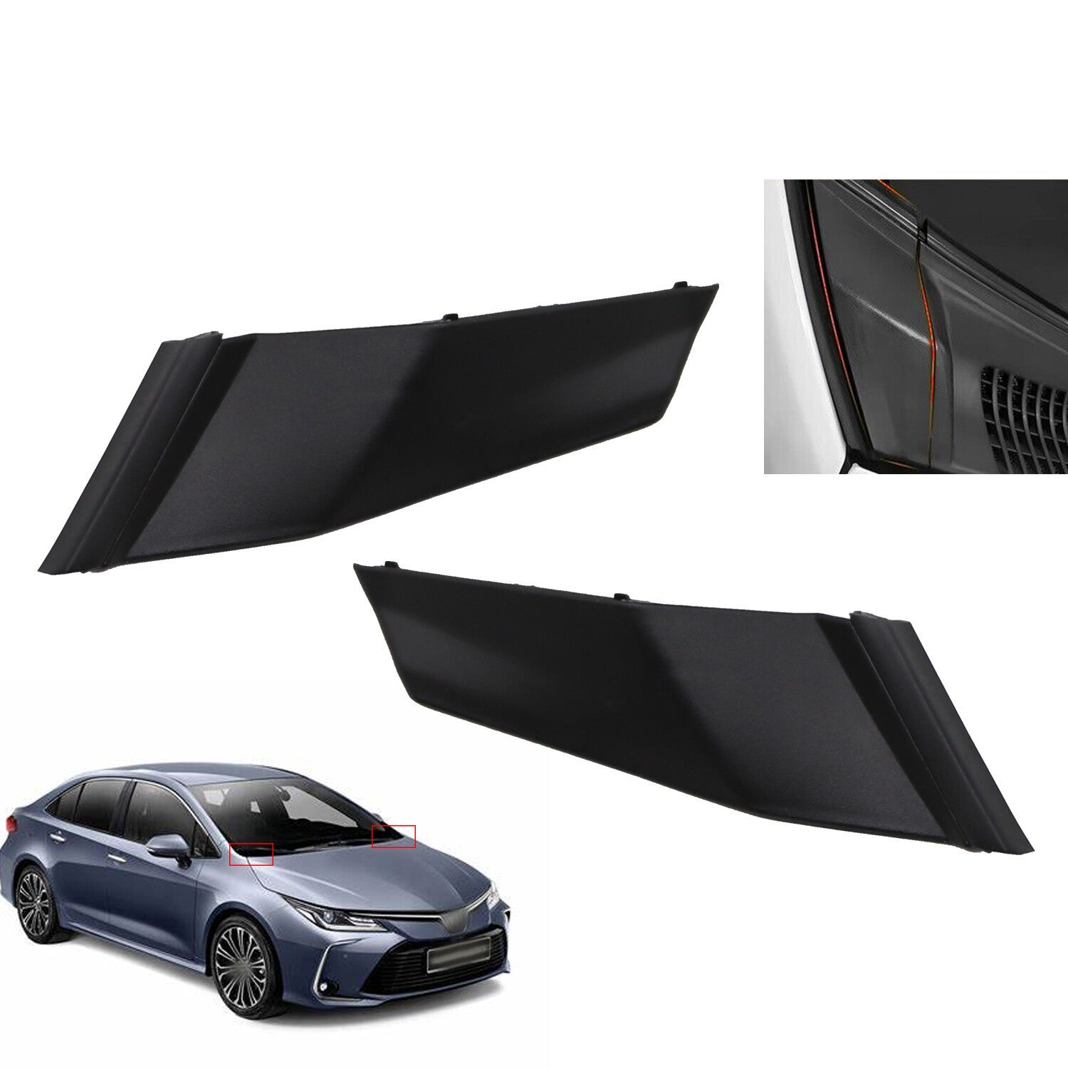 2pcs Front Windshield Wiper Cowl Covers Trim for 2014-2019 Toyota Corolla