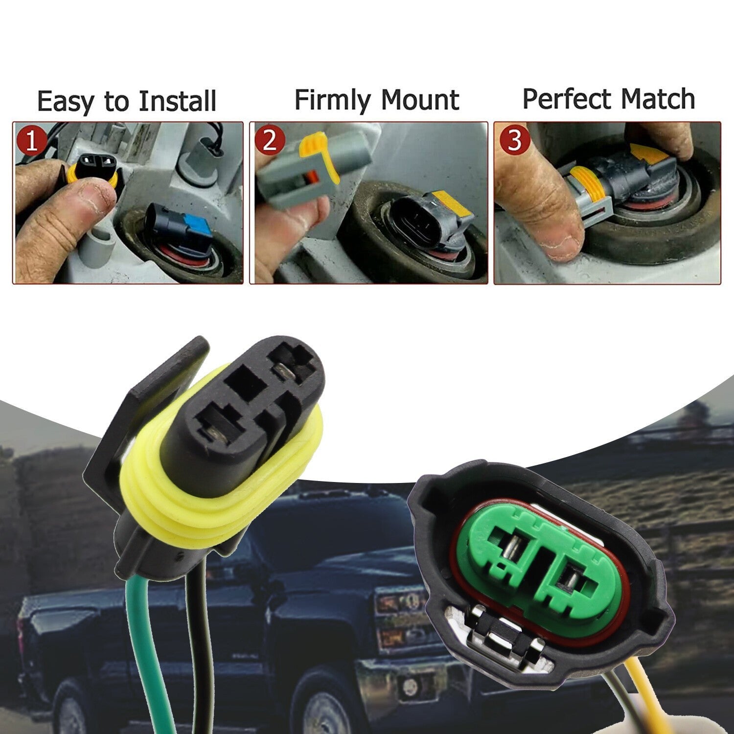 2PCS Headlight Wiring Harness for Chevrolet Silverado 1500 HD 2007-2013 25962806