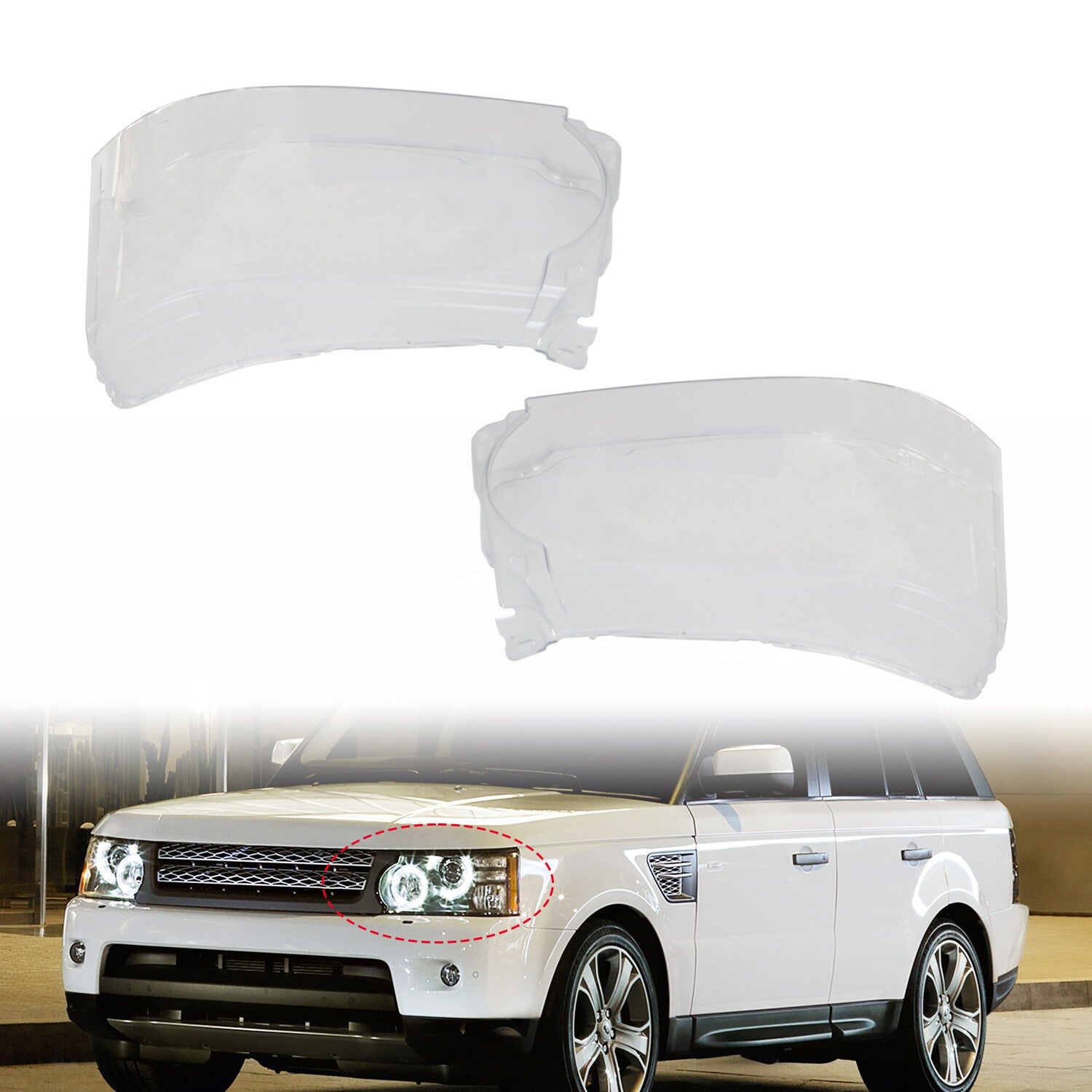 2PCS Headlight Lens Cover for Land Rover Range Rover Sport 2010-2013