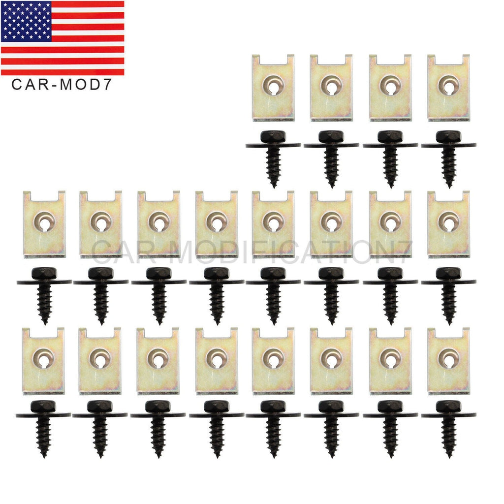 40Pcs Metal Car Fender Bumper Retainer U Nut Clips Body Screw Fasteners