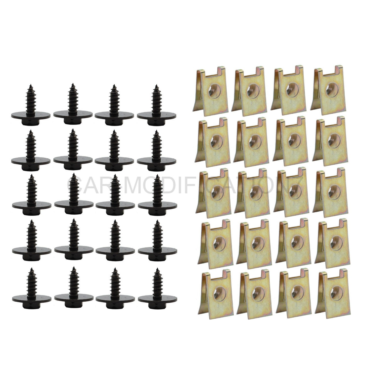 40Pcs Metal Car Fender Bumper Retainer U Nut Clips Body Screw Fasteners
