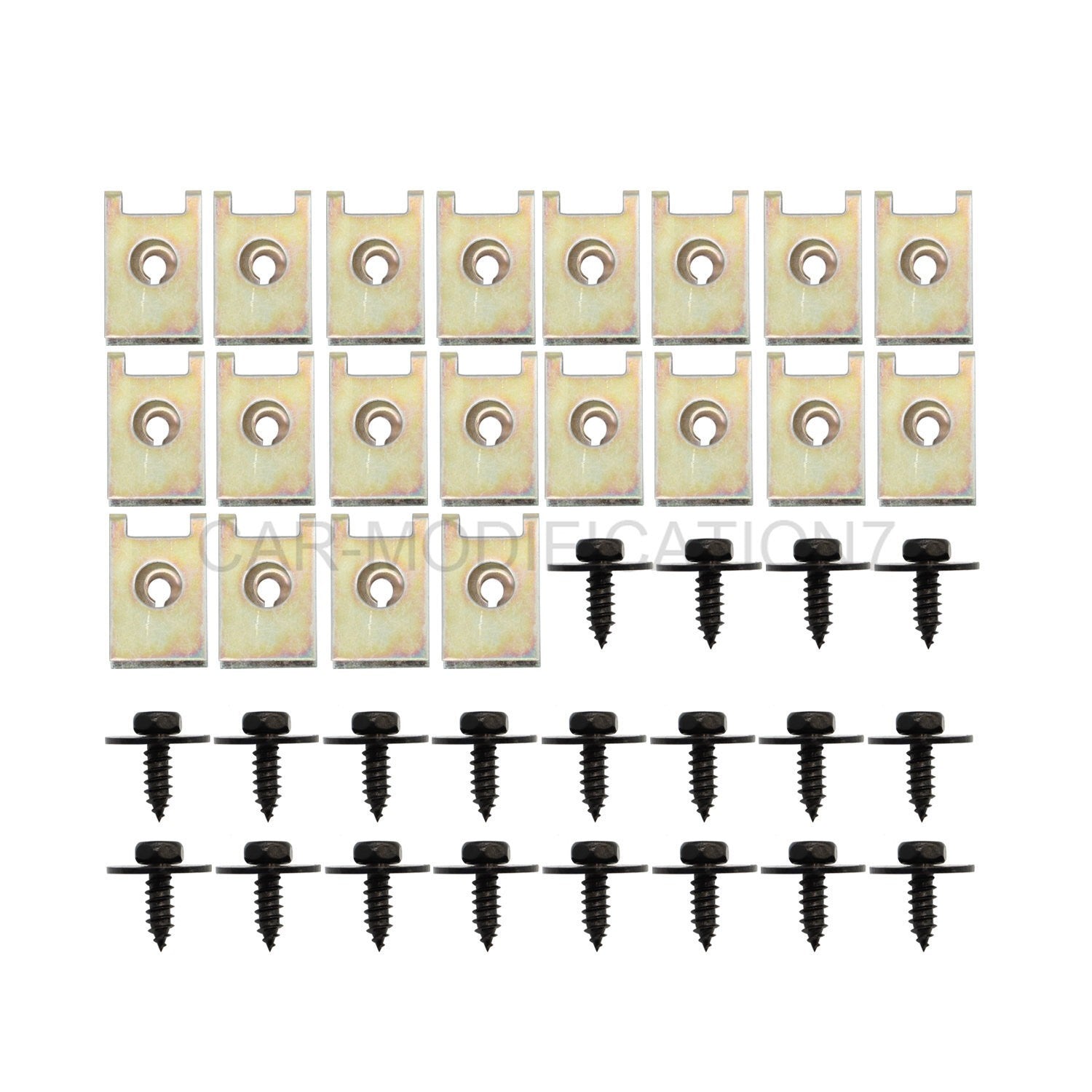 40Pcs Metal Car Fender Bumper Retainer U Nut Clips Body Screw Fasteners