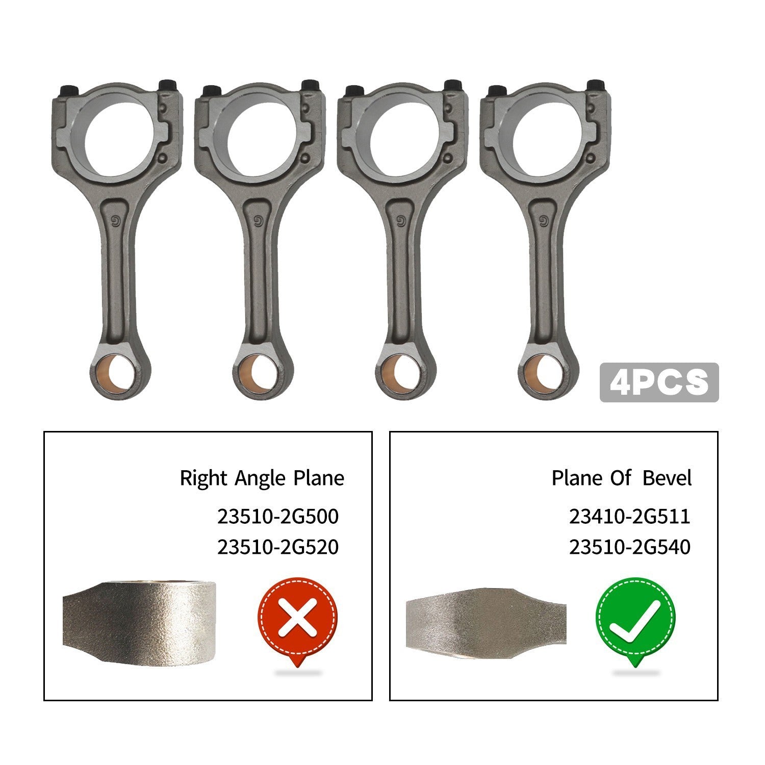 4x Connecting Rod for 2011-2020 Hyundai Tucson Santa Fe Sport Kia 2.4L New