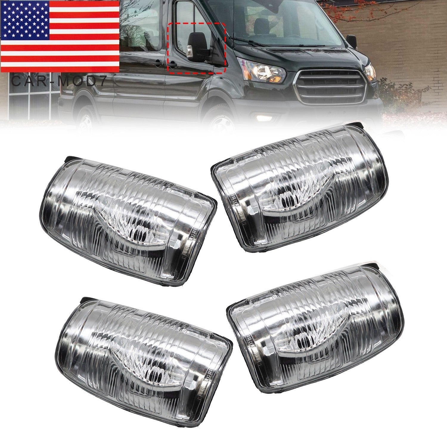 4Pcs Ford Transit 250 350HD 2015-21 Side Mirror Turn Signal Lights Left+Right