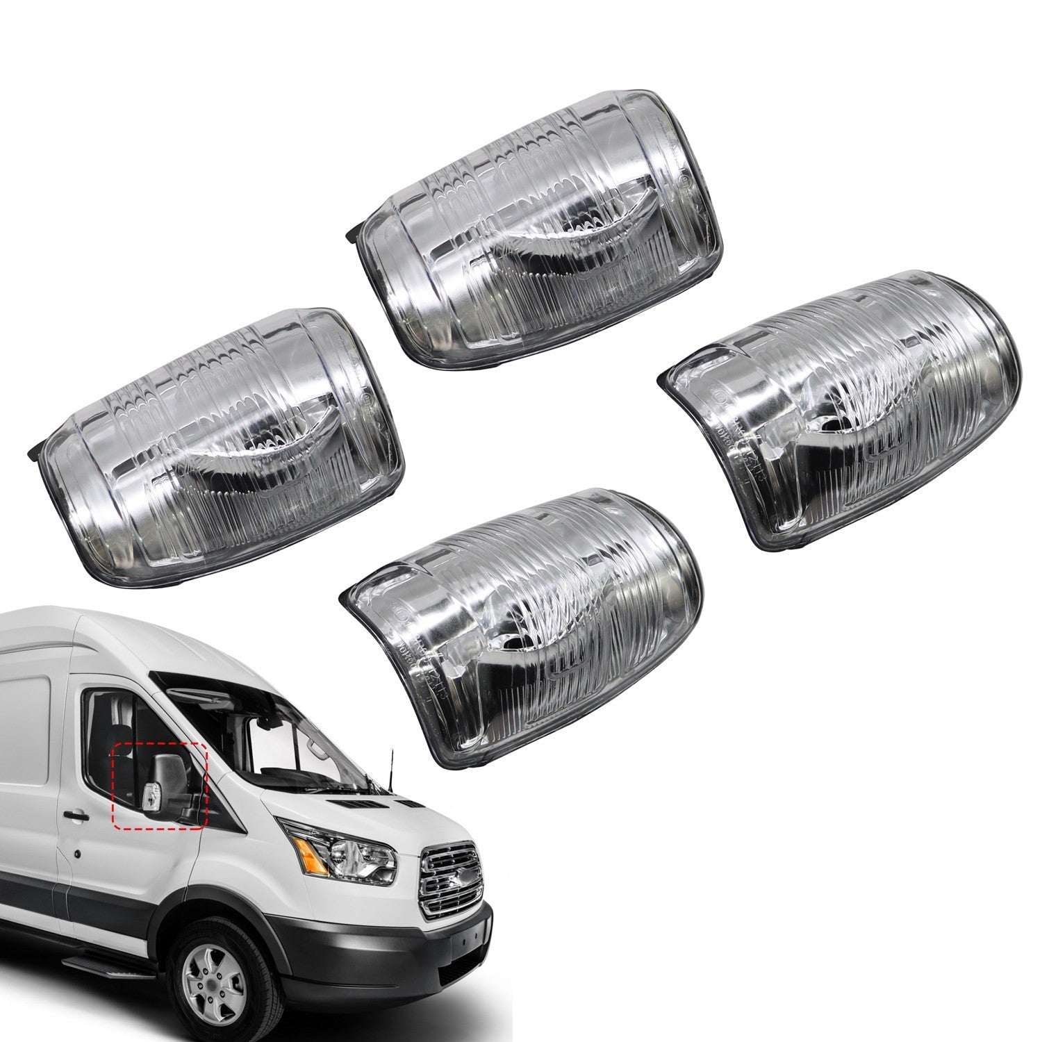 4Pcs Ford Transit 250 350HD 2015-21 Side Mirror Turn Signal Lights Left+Right