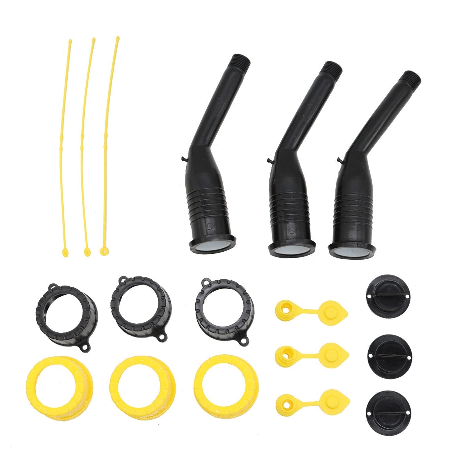 3-Pack Gas Can Spout Replacement Kit with Nozzles, Screw Collar & Vent Caps