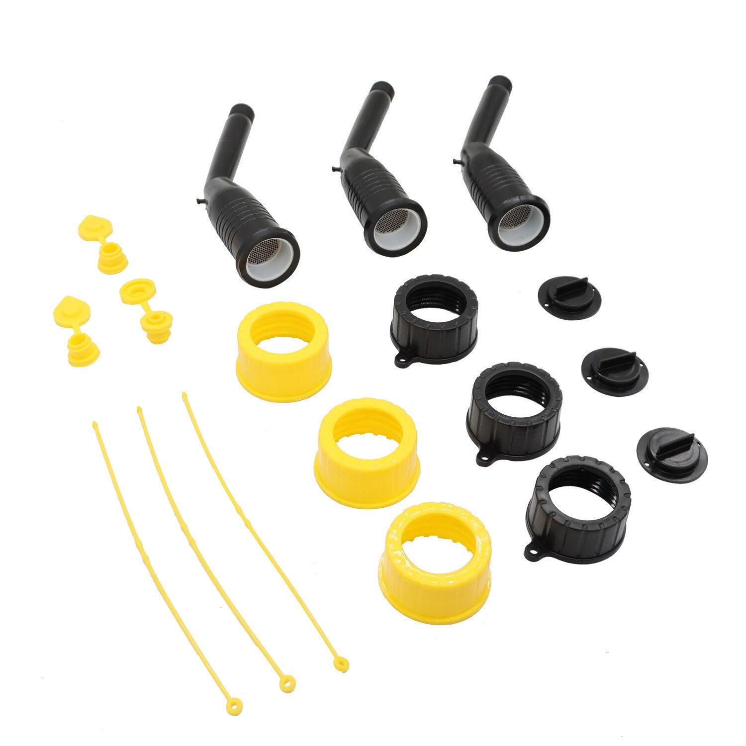 3-Pack Gas Can Spout Replacement Kit with Nozzles, Screw Collar & Vent Caps