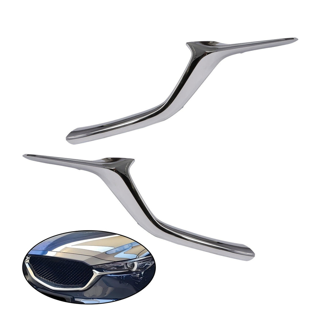 2Pcs Front Bumper Grille Chrome Trim Left & Right for Mazda CX-5 2017-2021