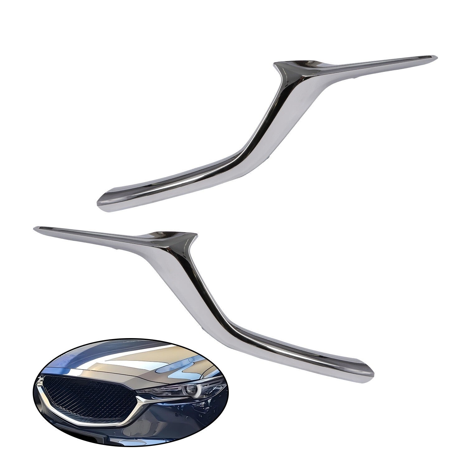 2Pcs Front Bumper Grille Chrome Trim Left & Right for Mazda CX-5 2017-2021
