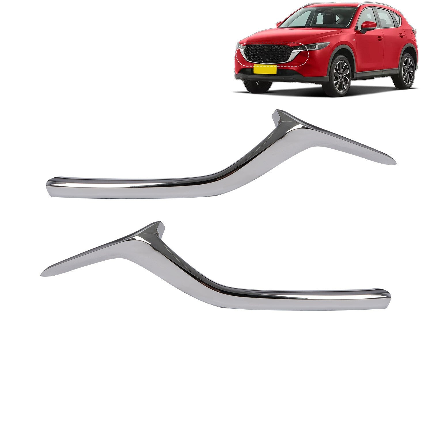 2Pcs Front Bumper Grille Chrome Trim Left & Right for Mazda CX-5 2017-2021