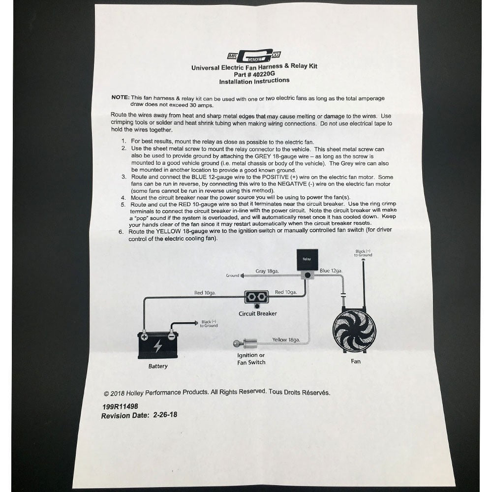 40205G Electric Fuel Pump Harness & Relay Wiring Kit Heavy Duty New