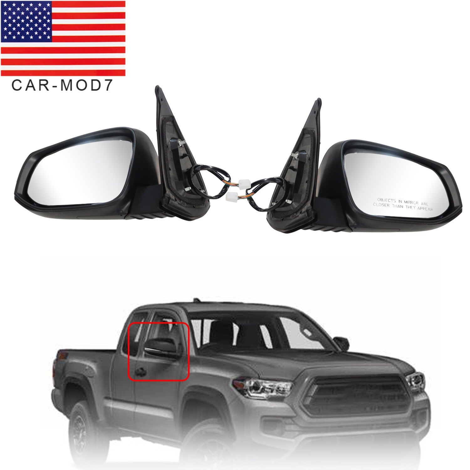 2x LH & RH Heated Power Mirrors w/ Signal for Toyota Tacoma 2016-2021
