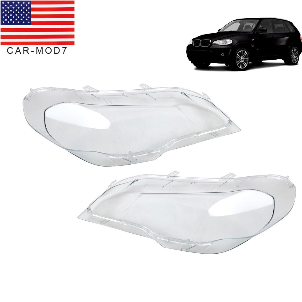 2x Front Headlight Covers Left Right BMW X5 E70 2008-2013 Clear Lamps
