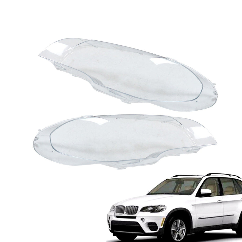 2x Front Headlight Covers Left Right BMW X5 E70 2008-2013 Clear Lamps