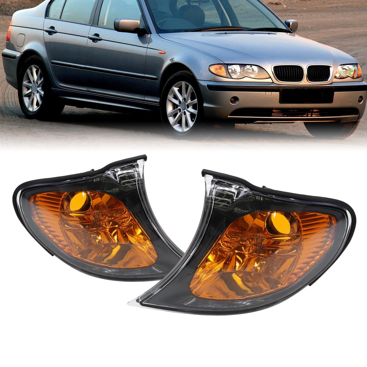 2x Amber Corner Parking Turn Signal Lights for BMW 3 Series E46 2002-2005