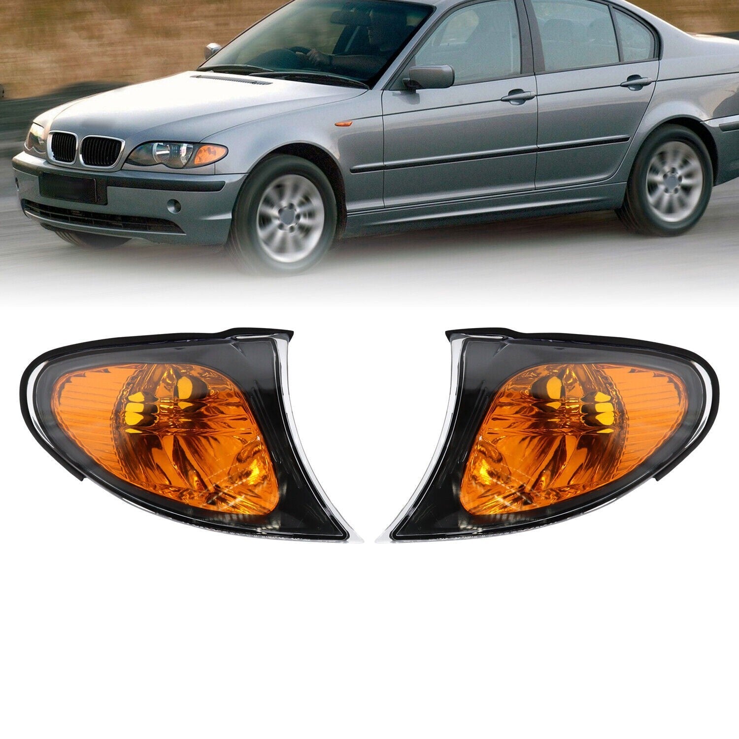 2x Amber Corner Parking Turn Signal Lights for BMW 3 Series E46 2002-2005