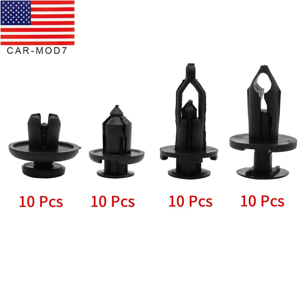 40X Car Body Rivet Push Pin Bumper Fender Retainer Trim Moulding Clips Kit