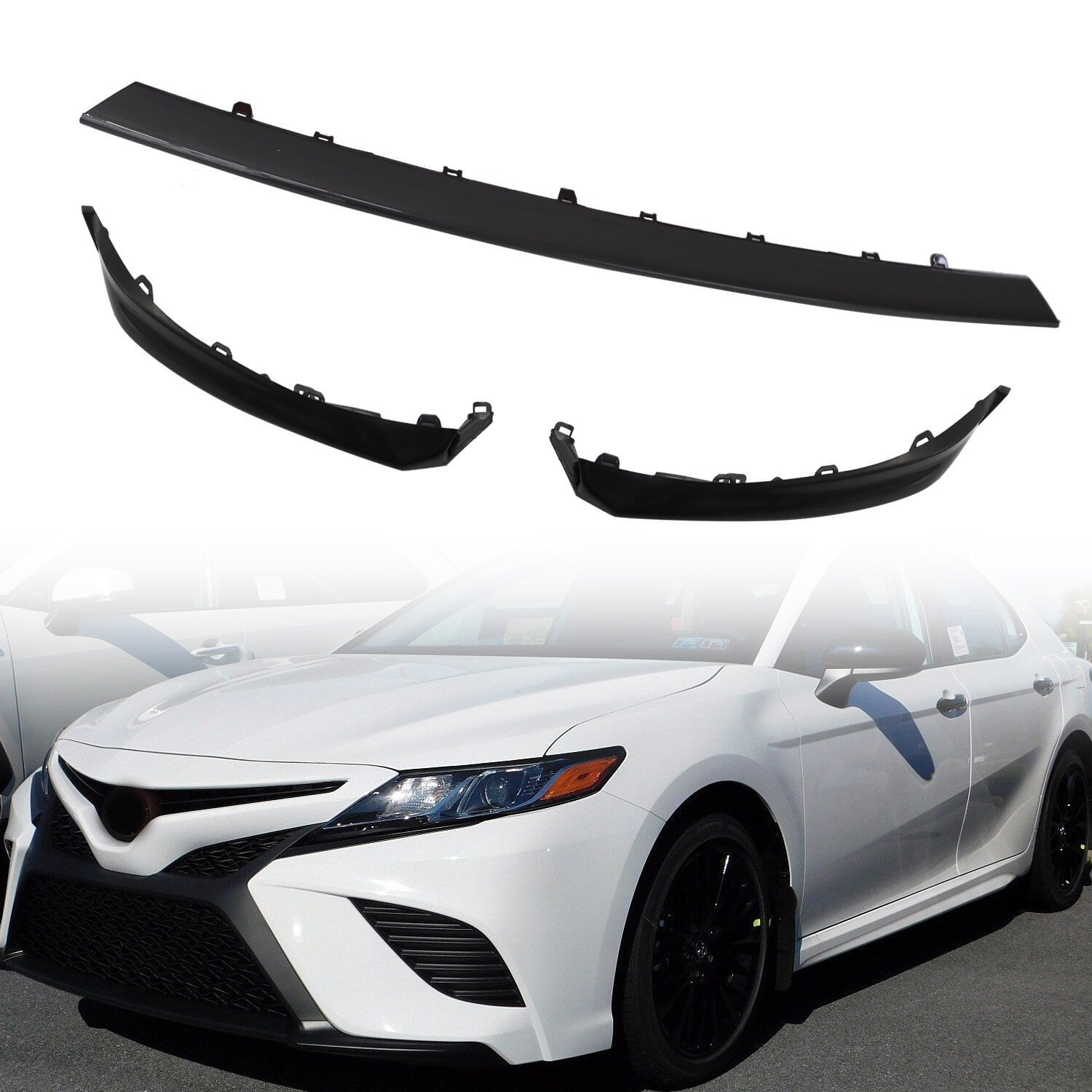 3PCS Front Bumper Lower Grille Trim for Toyota Camry SE XSE 2018-2020