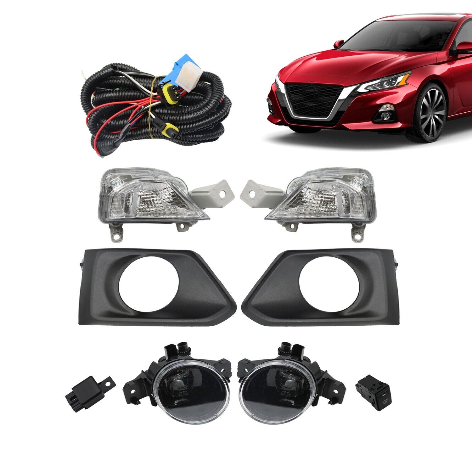 4PCS 2019-2021 Nissan Altima Front Turn Signal & Bumper LED Fog Lights
