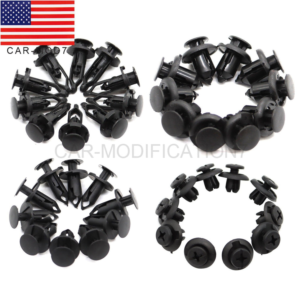40Pcs Car Body Rivet Push Pin Plastic Fastener Bumper Fender Trim Clips