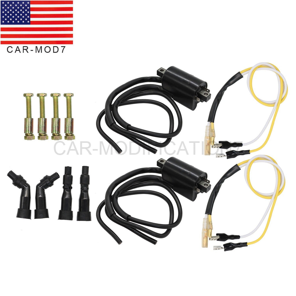 2x Ignition Coils & Spark Plug Caps for Suzuki GS550 GS750 GS850 GS1000 GS1100