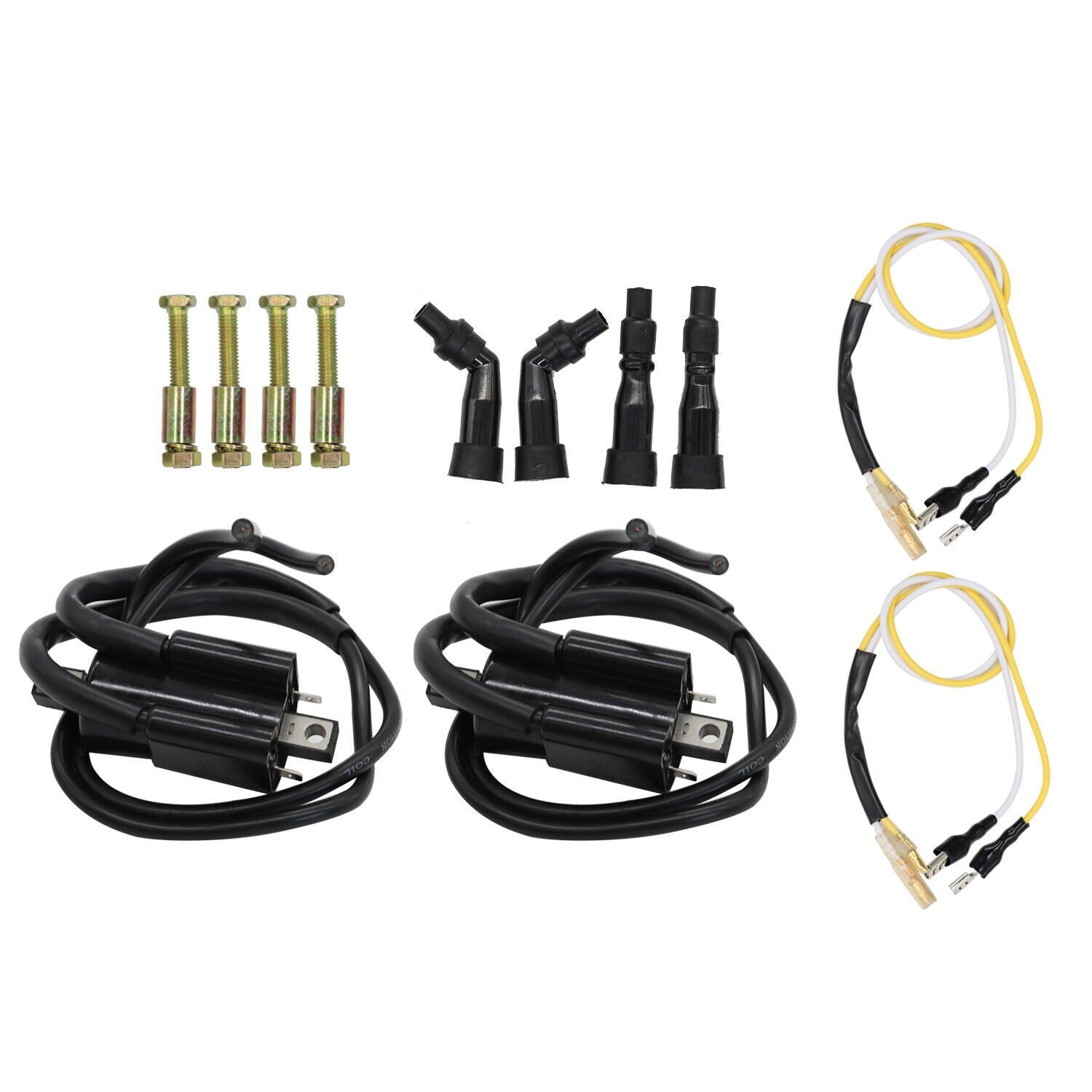 2x Ignition Coils & Spark Plug Caps for Suzuki GS550 GS750 GS850 GS1000 GS1100