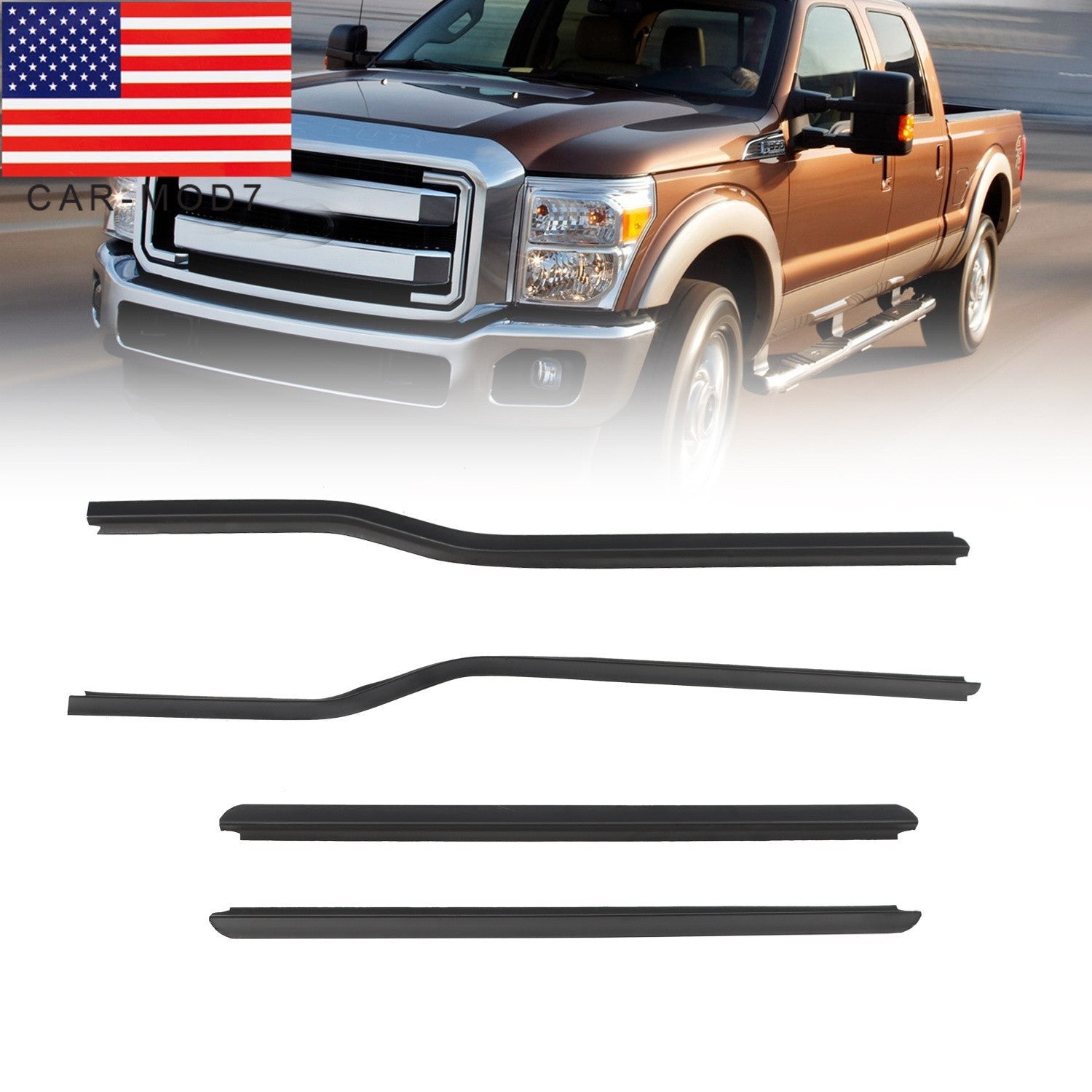 4Pc Car Window Felt Trim Seal for 99-16 Ford F250 F350 F450 F81Z 2625596AA