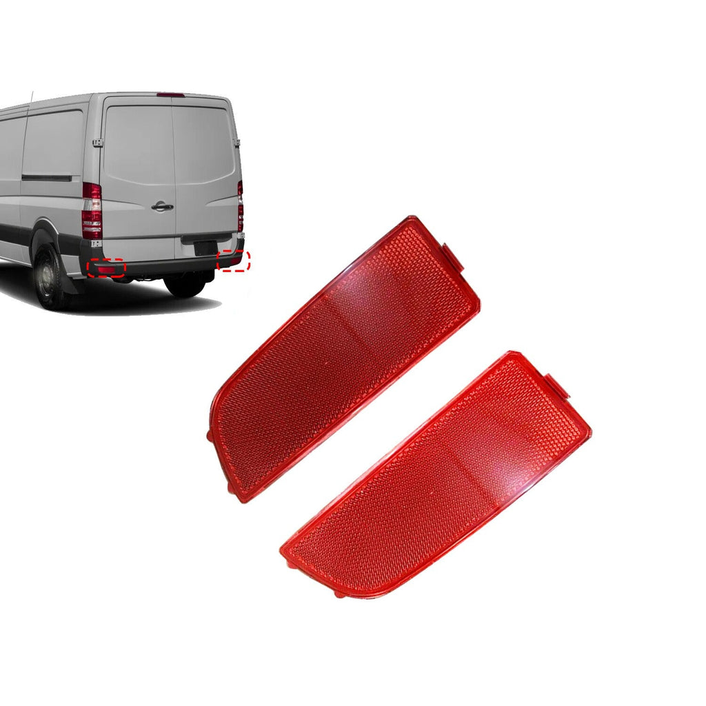 2x Red Rear Bumper Reflector Lights for 2010-18 Mercedes Benz Sprinter 2500