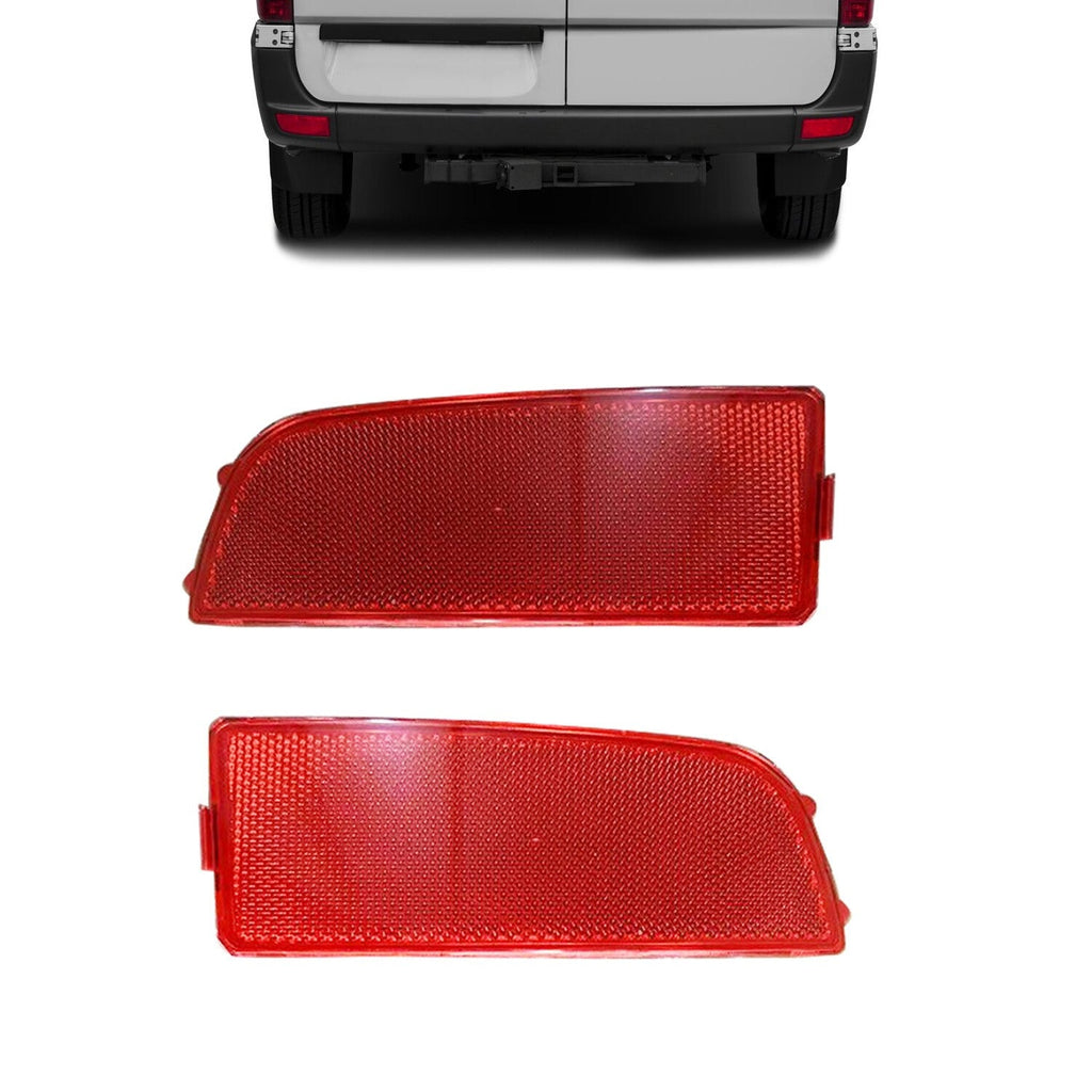 2x Red Rear Bumper Reflector Lights for 2010-18 Mercedes Benz Sprinter 2500