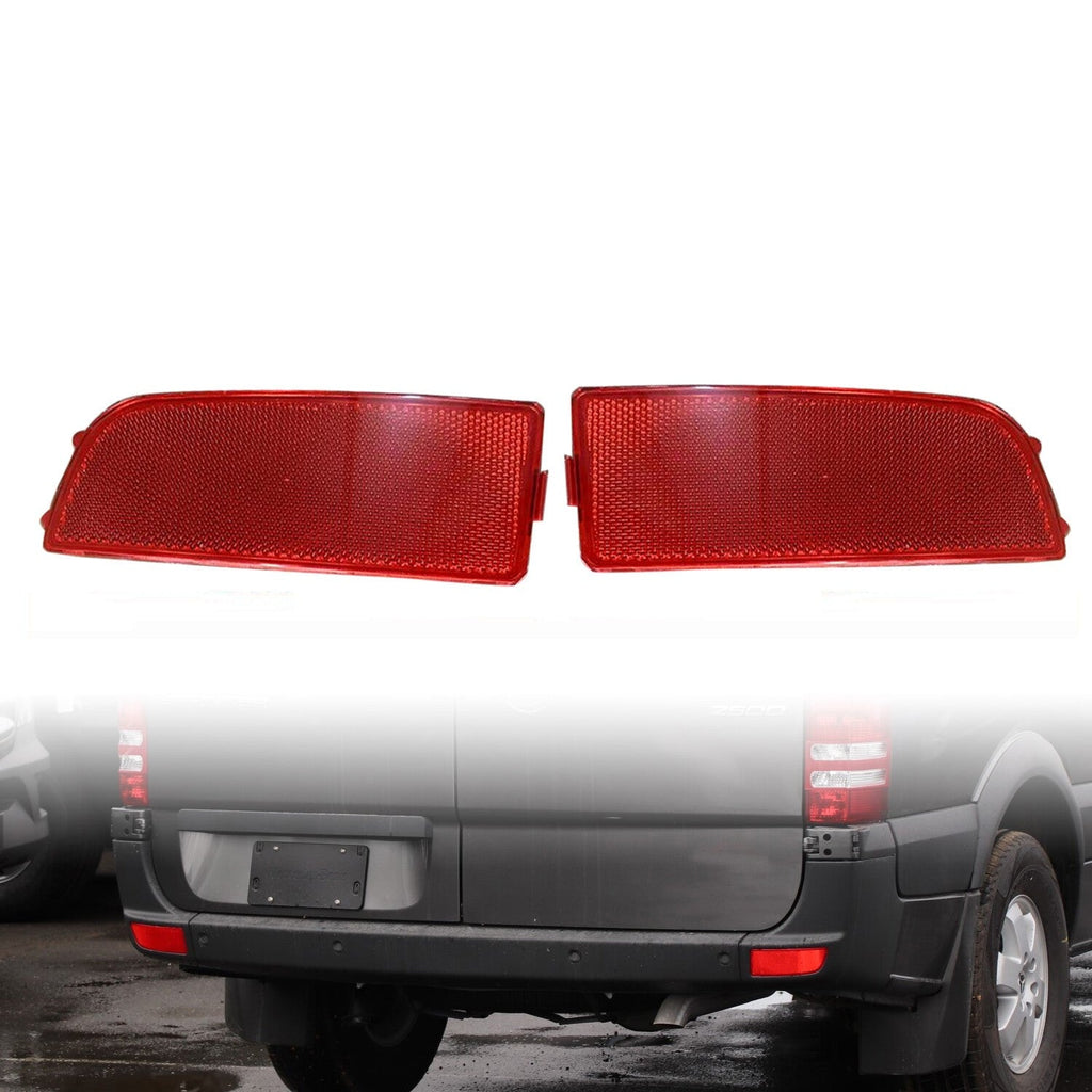 2x Red Rear Bumper Reflector Lights for 2010-18 Mercedes Benz Sprinter 2500