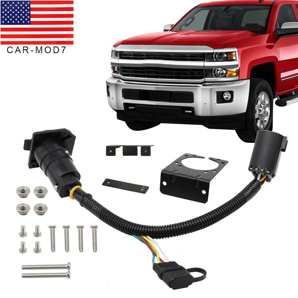 7-Way Trailer Wiring Harness & 4-Way Flat Plug Kit for Chevy Silverado 1500/2500
