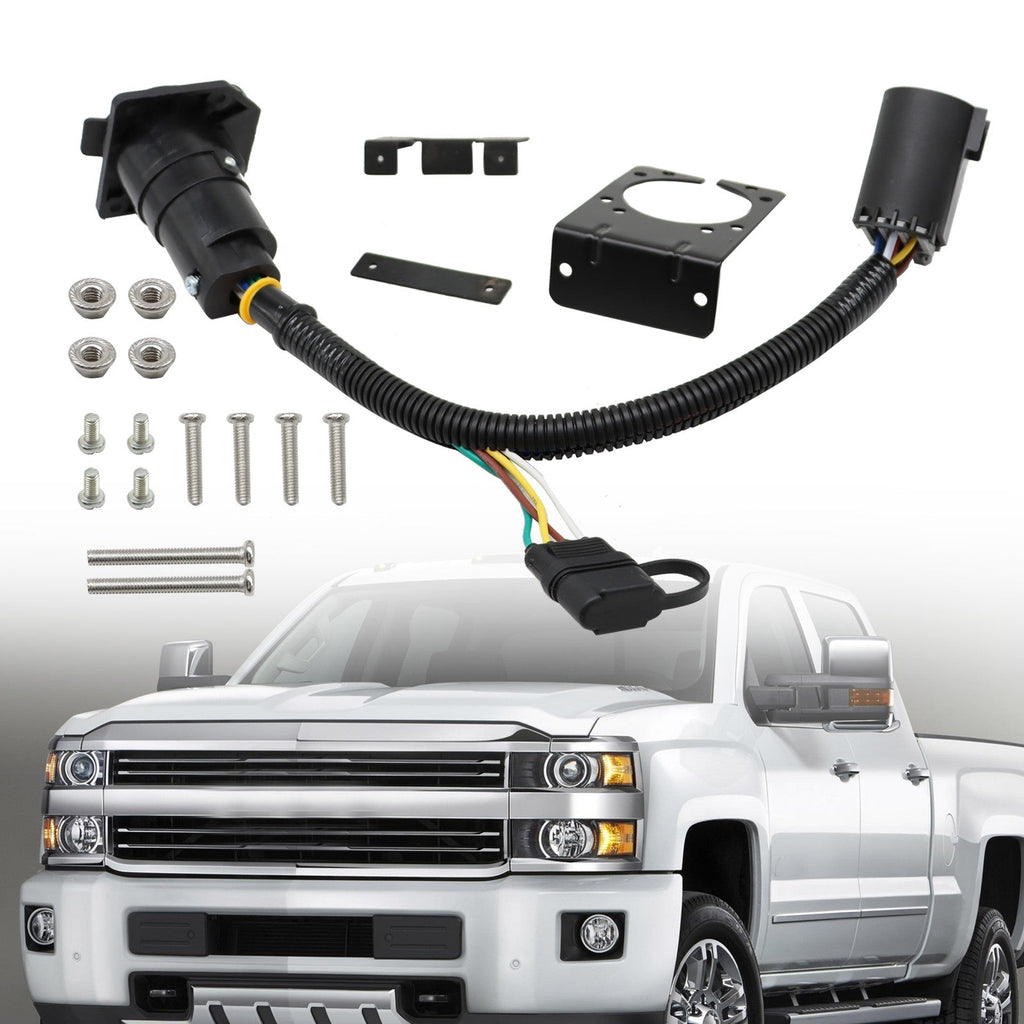 7-Way Trailer Wiring Harness & 4-Way Flat Plug Kit for Chevy Silverado 1500/2500