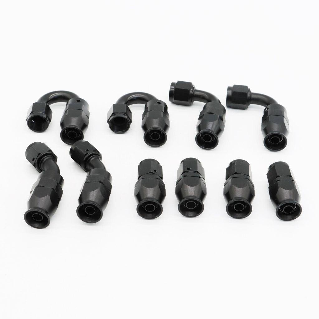 6AN Nylon E85 PTFE Fuel Line Hose Kit 20ft with 10 Fittings Black