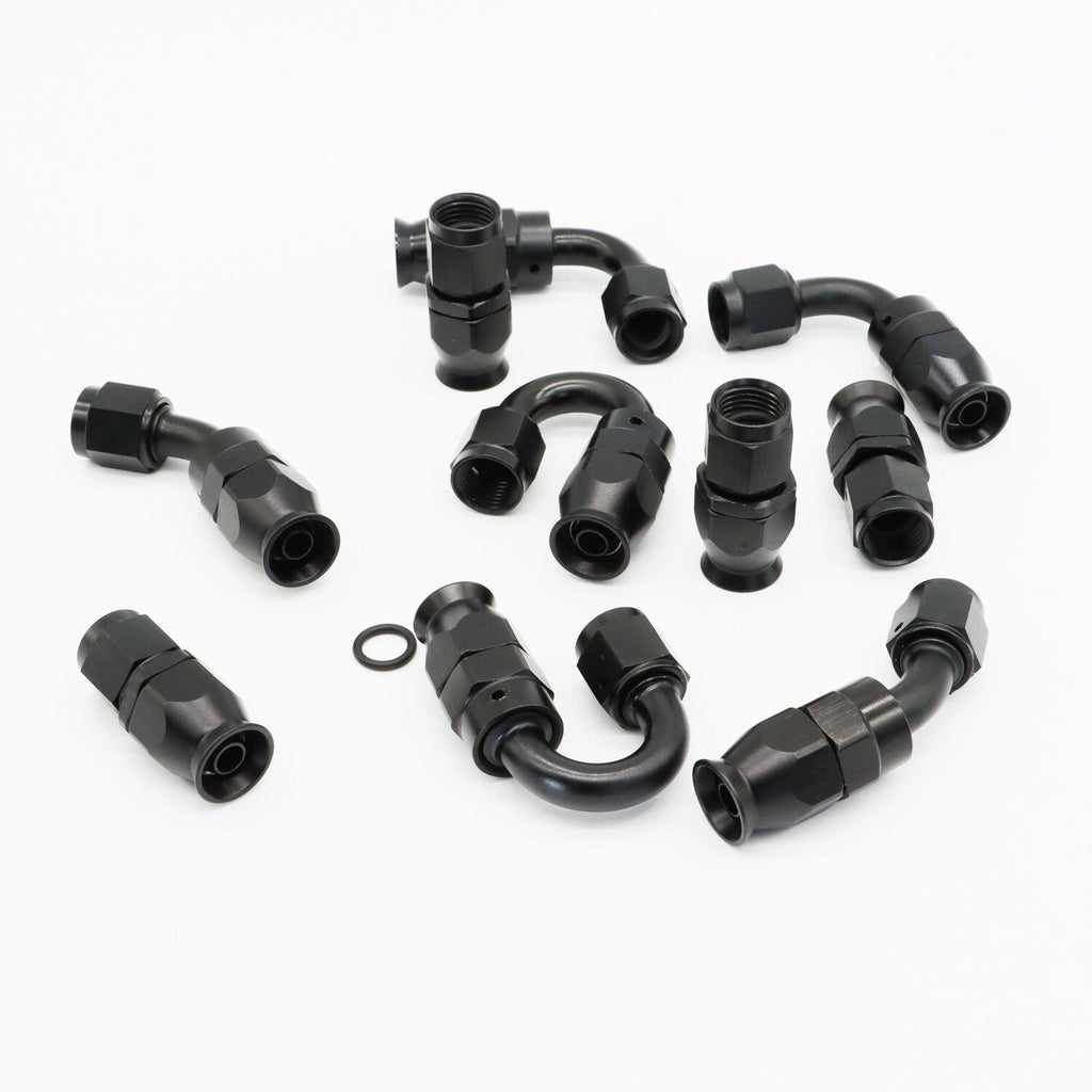 6AN Nylon E85 PTFE Fuel Line Hose Kit 20ft with 10 Fittings Black