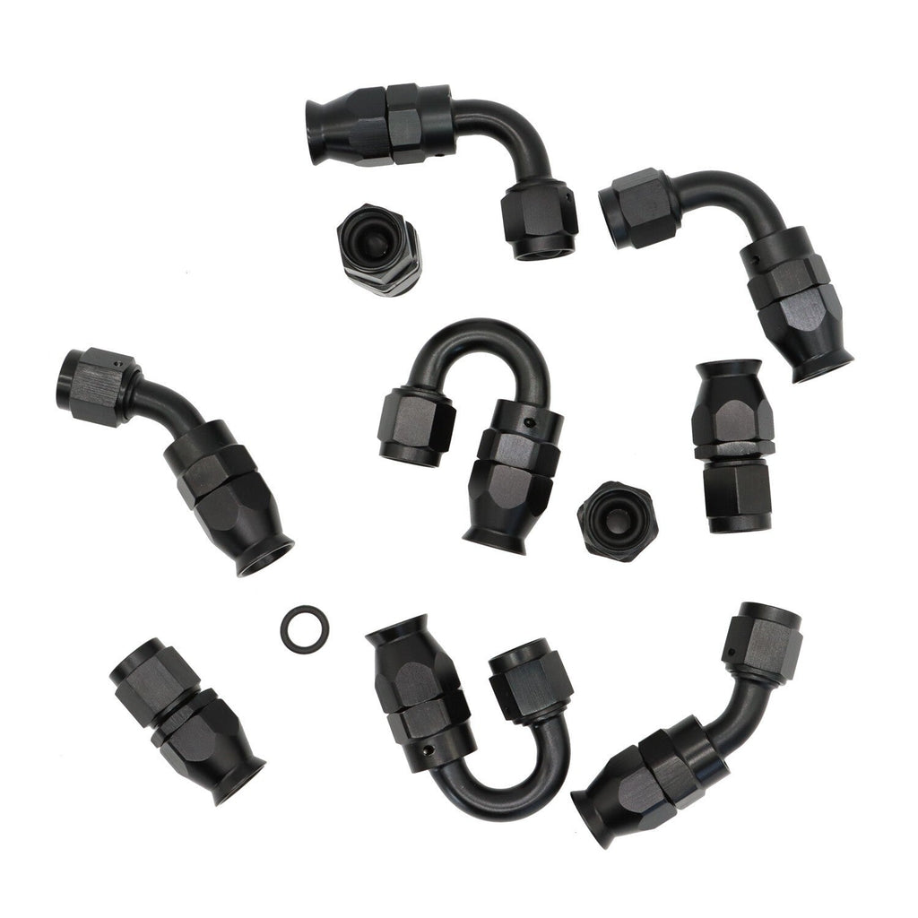 6AN Nylon E85 PTFE Fuel Line Hose Kit 20ft with 10 Fittings Black
