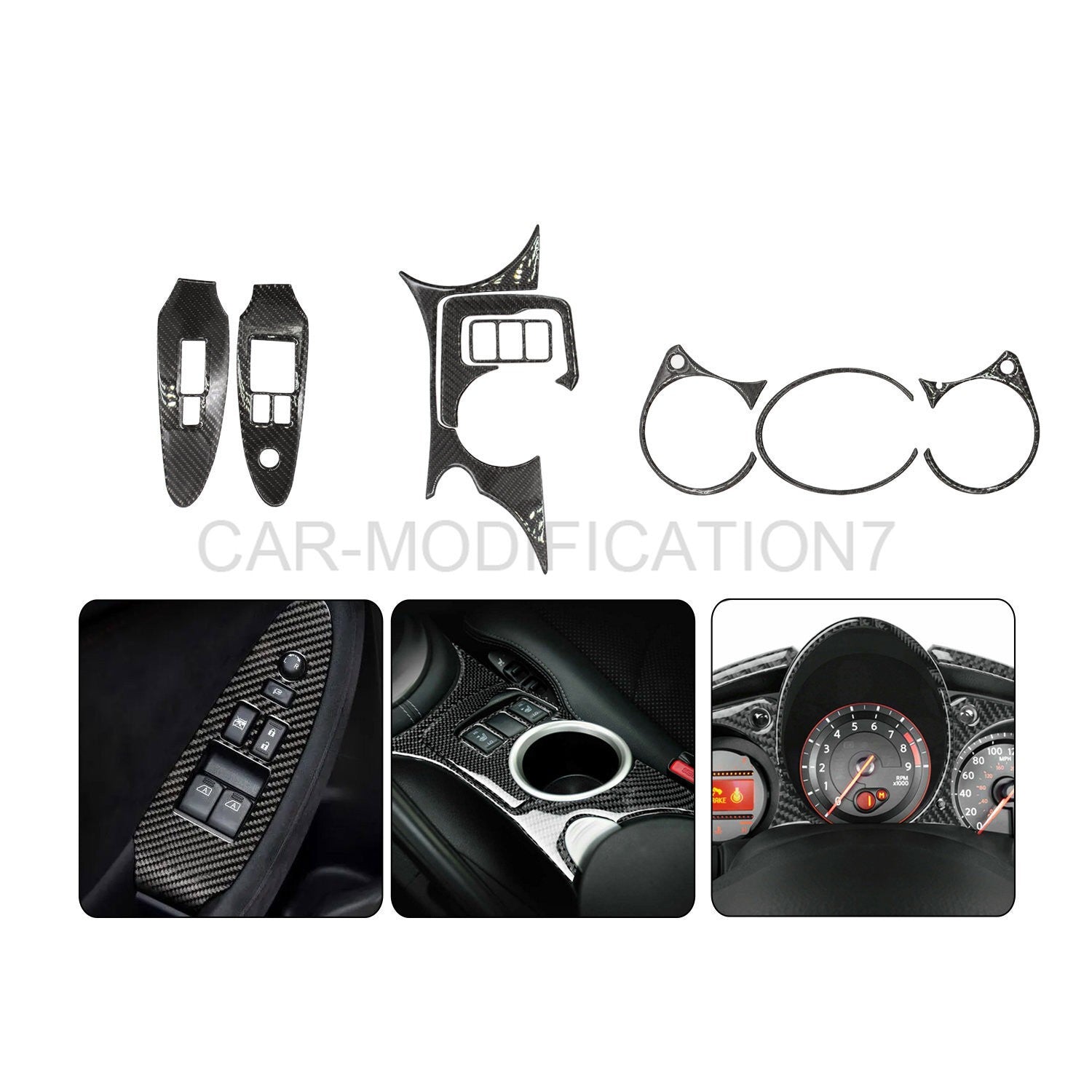Carbon Fiber Interior Trim Cover for Nissan 370Z 2009-2020 Full Set