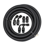 6AN Black Nylon PTFE Fuel Line Hose Kit 12ft 6 Fittings E85 Compatible