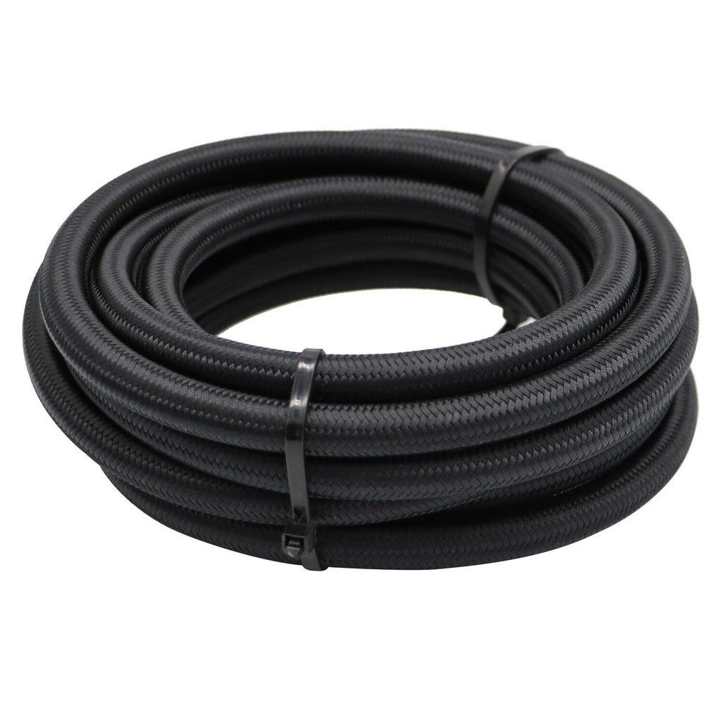 6AN Black Nylon PTFE Fuel Line Hose Kit 12ft 6 Fittings E85 Compatible