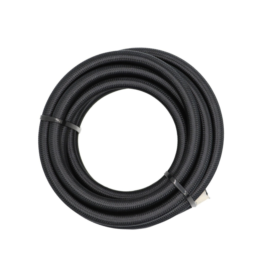 6AN Black Nylon PTFE Fuel Line Hose Kit 12ft 6 Fittings E85 Compatible