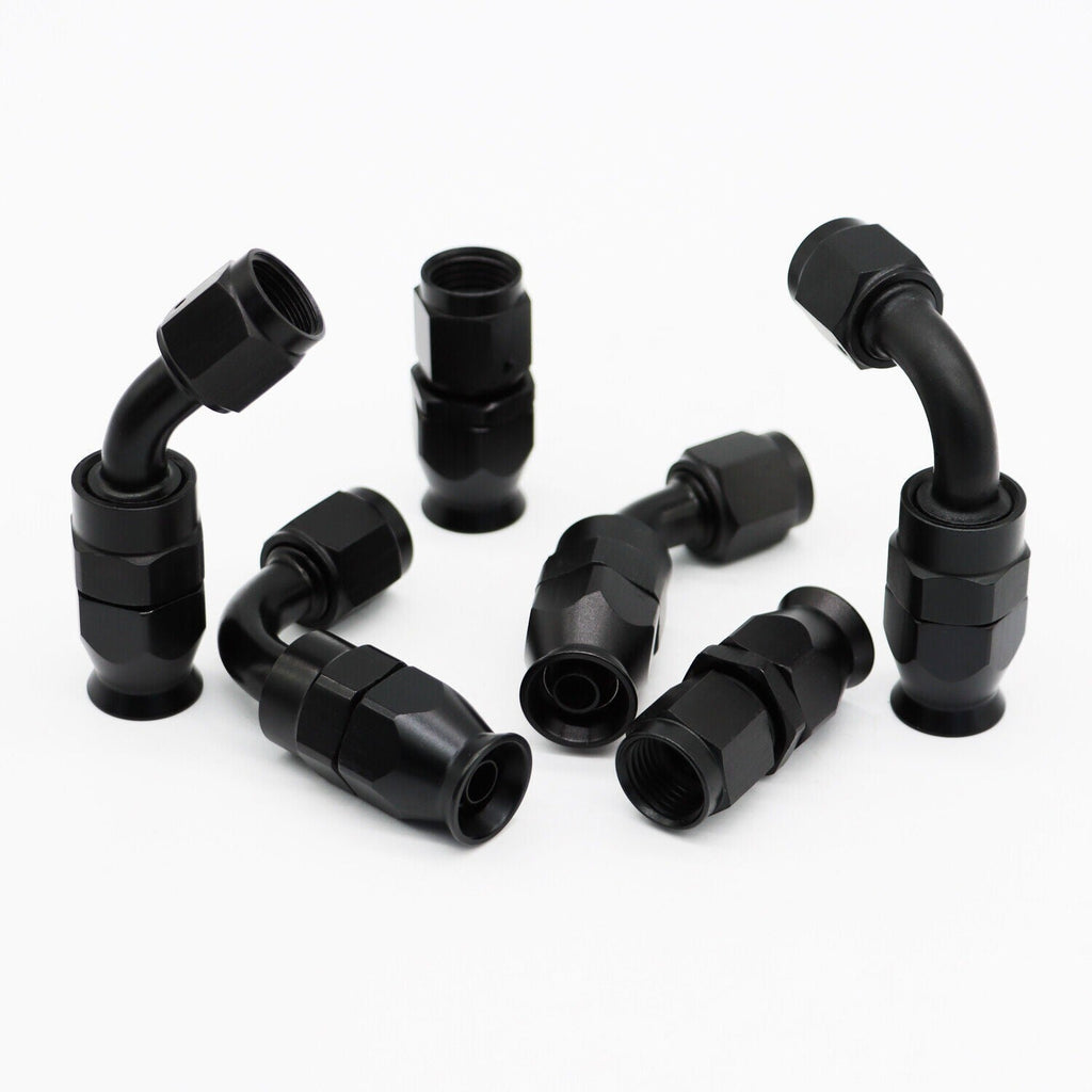 6AN Black Nylon PTFE Fuel Line Hose Kit 12ft 6 Fittings E85 Compatible