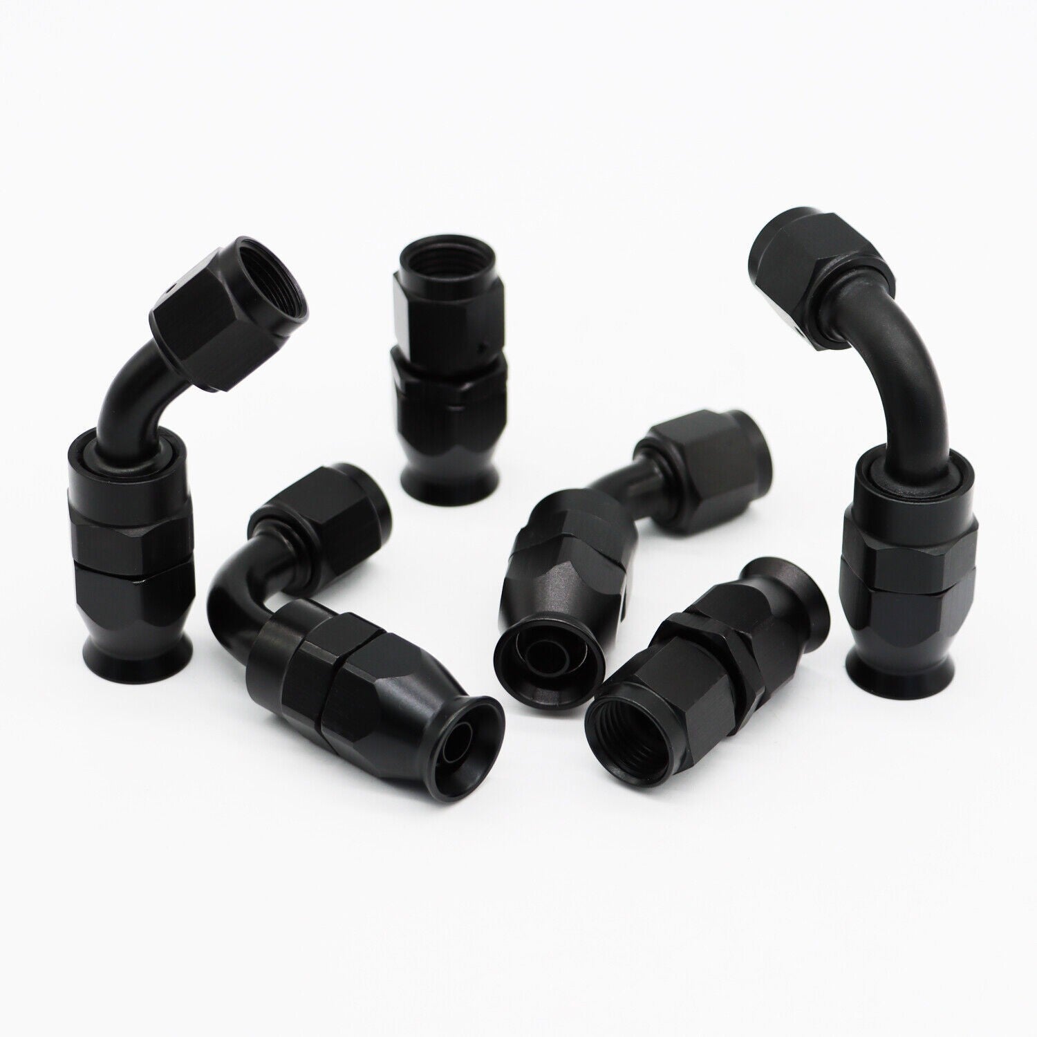 6AN Black Nylon PTFE Fuel Line Hose Kit 12ft 6 Fittings E85 Compatible