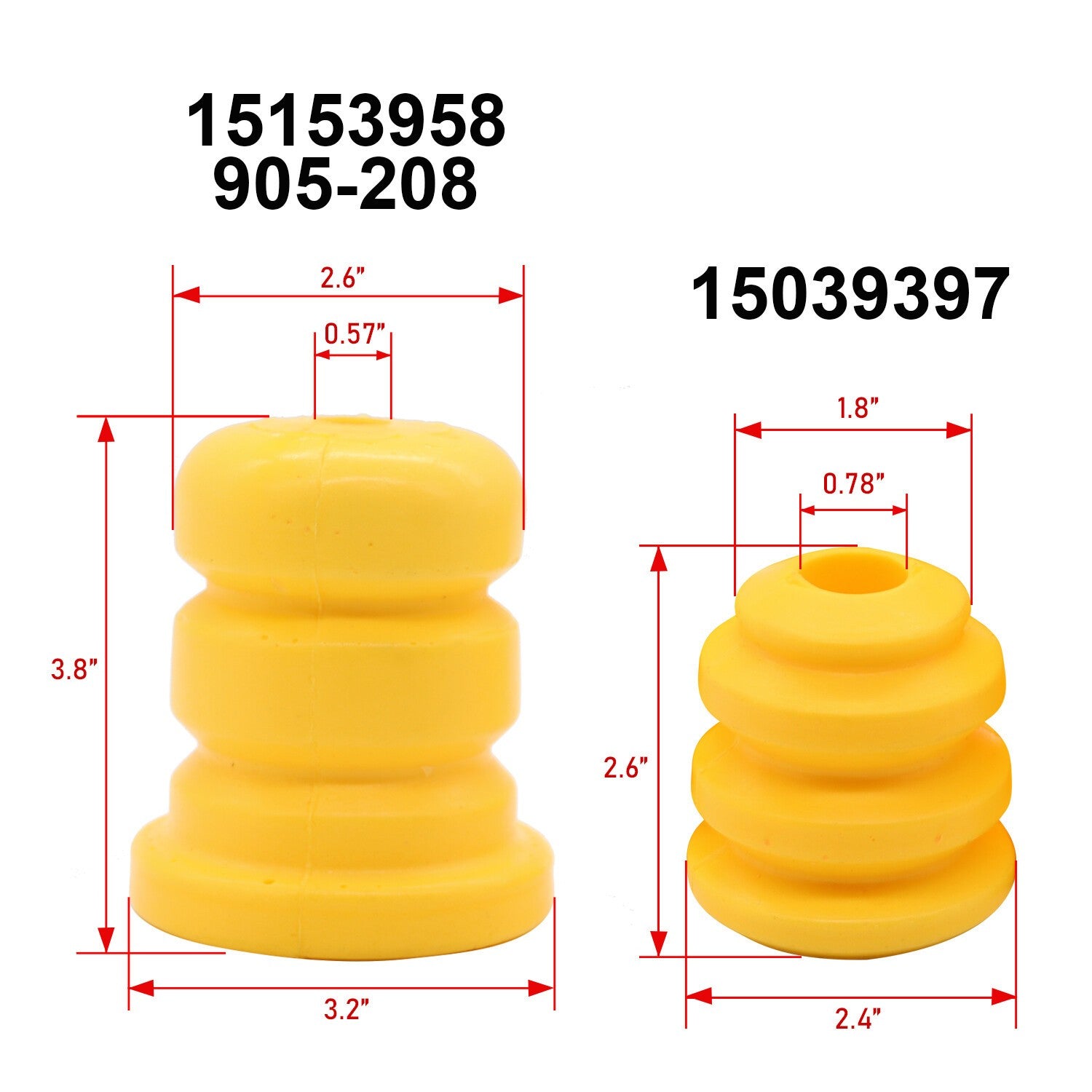 4x Front & Rear Control Arm Bump Stops for Cadillac Chevy GMC Trucks