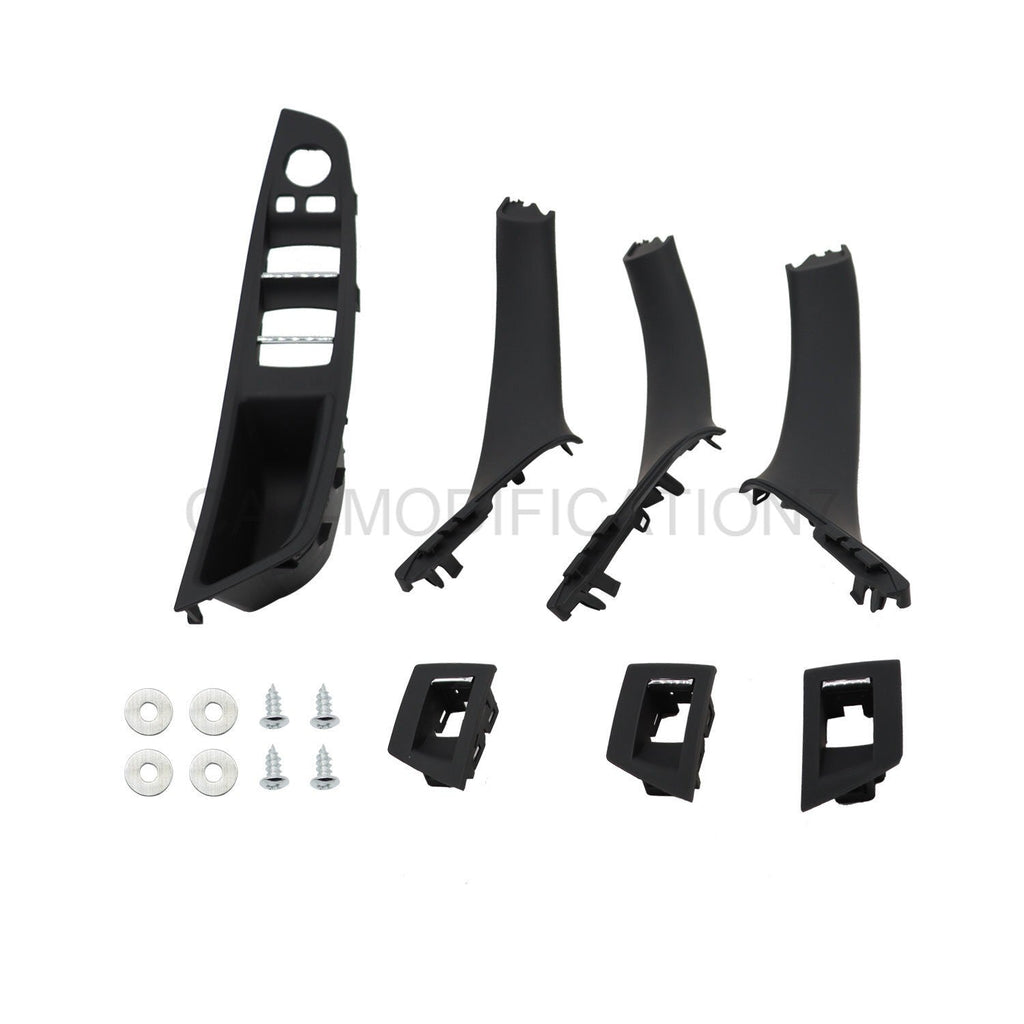 7pcs Black Inner Door Handle Trim Cover Set for BMW 5 Series F10 F11