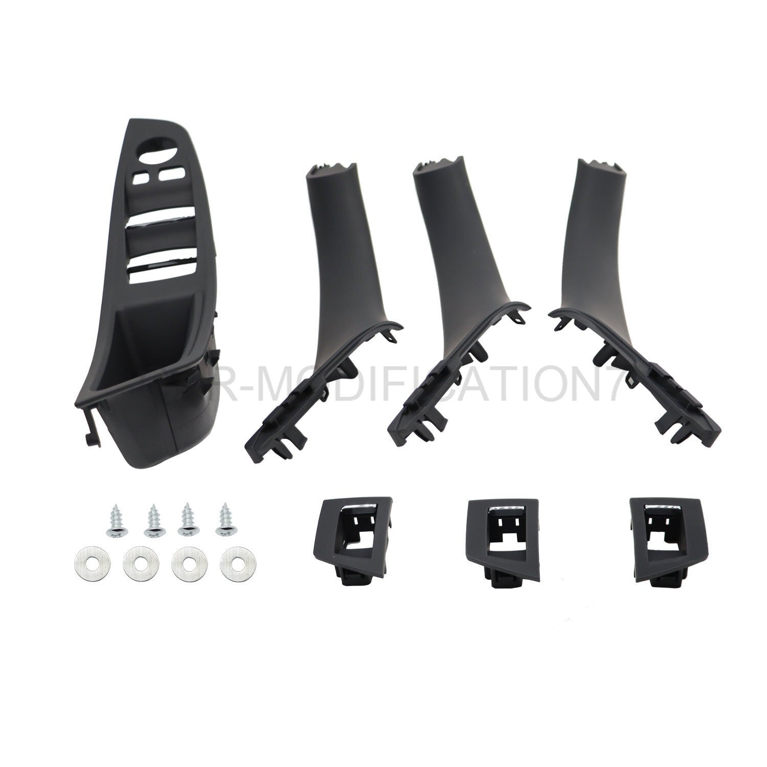 7pcs Black Inner Door Handle Trim Cover Set for BMW 5 Series F10 F11