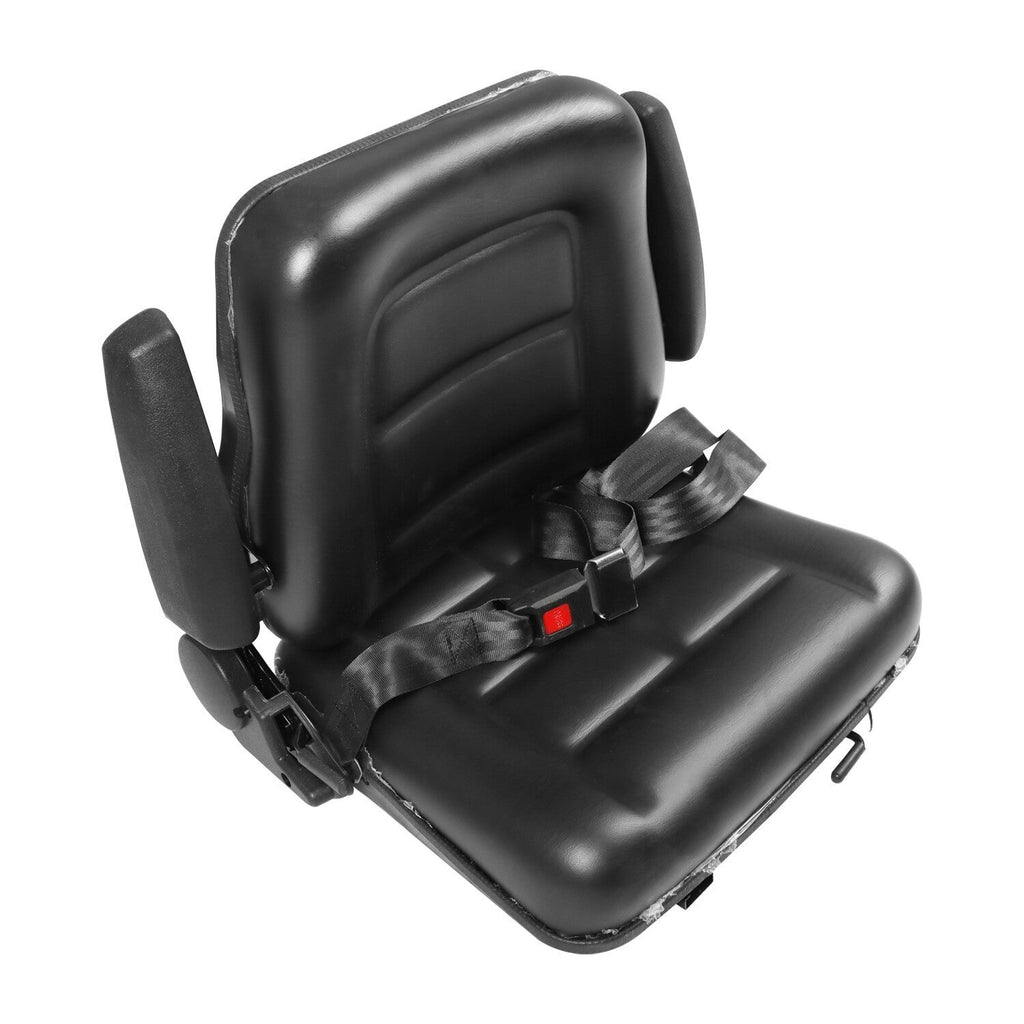 Adjustable Tractor Seat w/ Safety Belt & Armrest Universal Forklift Backrest
