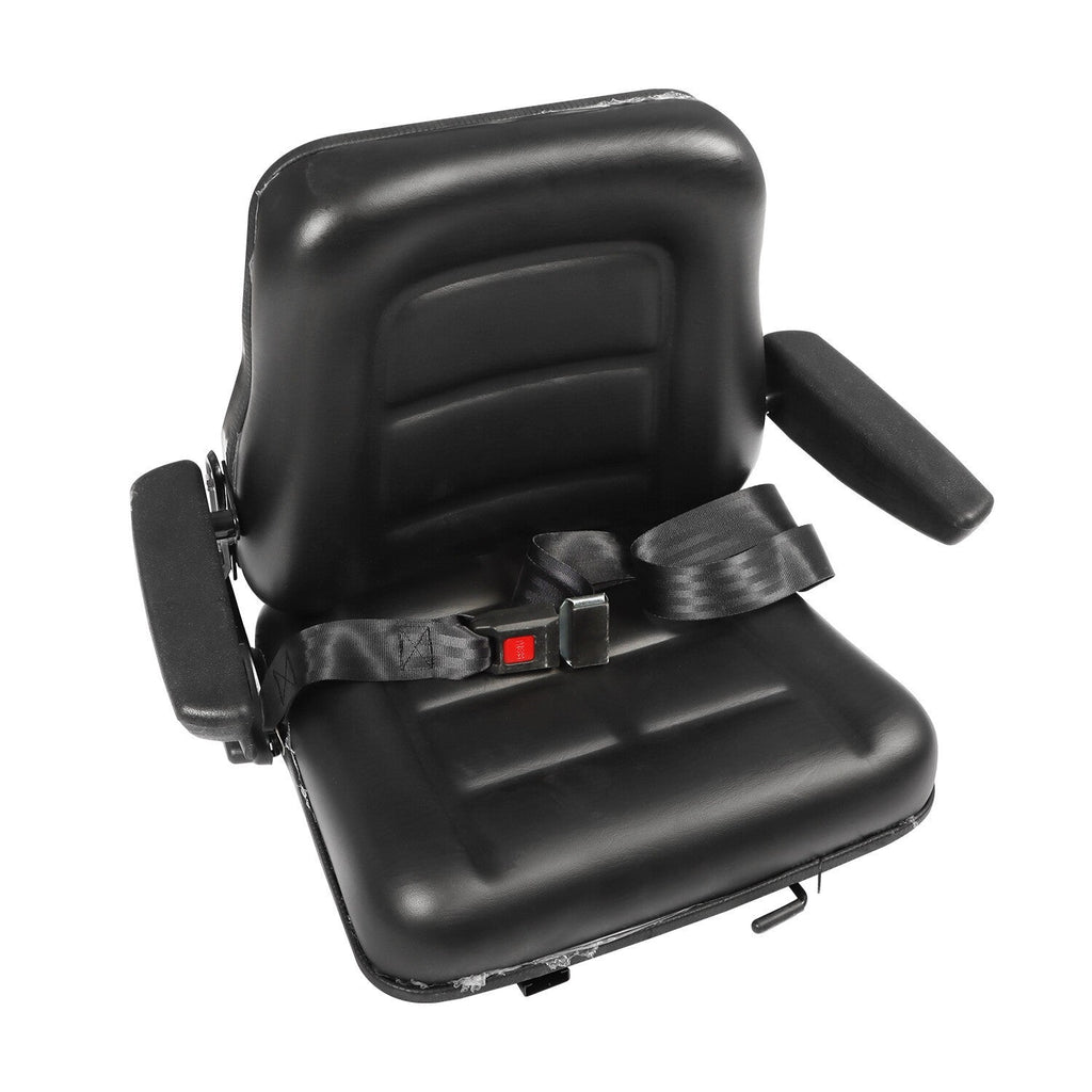 Adjustable Tractor Seat w/ Safety Belt & Armrest Universal Forklift Backrest