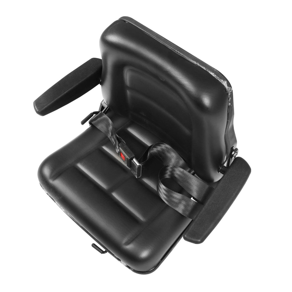 Adjustable Tractor Seat w/ Safety Belt & Armrest Universal Forklift Backrest